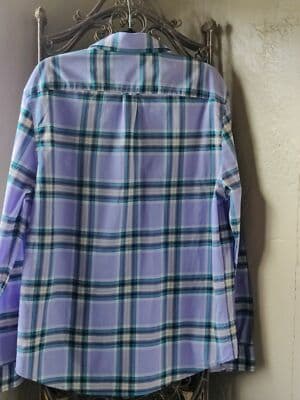 Aeropostale Button Up Shirt Men's Size Large Long Sleeve Purple Plaid Cotton - Thumbnail 2