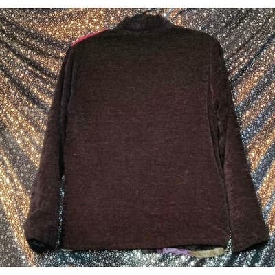 White Stag Womens Floral Embroidered Velvet Jacket Beaded Button Up Black S 4/6 - Thumbnail 2