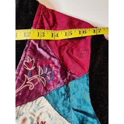 White Stag Womens Floral Embroidered Velvet Jacket Beaded Button Up Black S 4/6 - Thumbnail 6