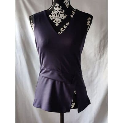 White House Black Market Lined Belted Sleeveless Zipper Top Navy Blue Size 4 - Image 1
