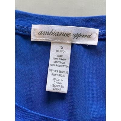 Ambiance Apparel Women's Blue Tunic Top Size 1X - Thumbnail 4