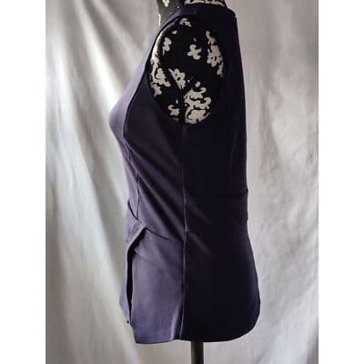 White House Black Market Lined Belted Sleeveless Zipper Top Navy Blue Size 4 - Thumbnail 2