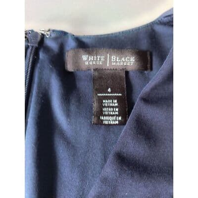 White House Black Market Lined Belted Sleeveless Zipper Top Navy Blue Size 4 - Thumbnail 5