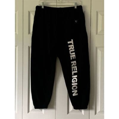 True Religion Unisex Jogger Pants Black Logo Detail Size M Casual Wear - Thumbnail 9