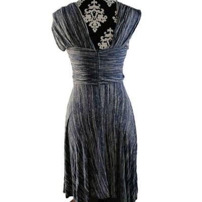 Plenty by Tracy Reese Blue Dreamy Drape Dress Shirred Shoulder womens Blue Sz S - Thumbnail 2