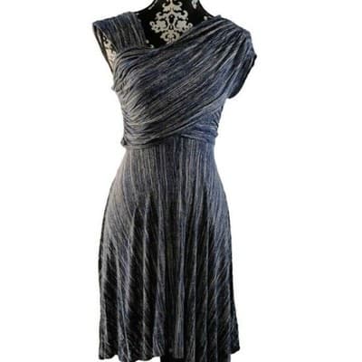 Plenty by Tracy Reese Blue Dreamy Drape Dress Shirred Shoulder womens Blue Sz S - Image 1