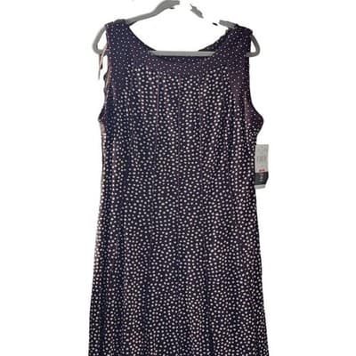 Perceptions New York Brown Ivory Polka Dot Sleeveless Shift Dress Size 18 NWT - Image 1