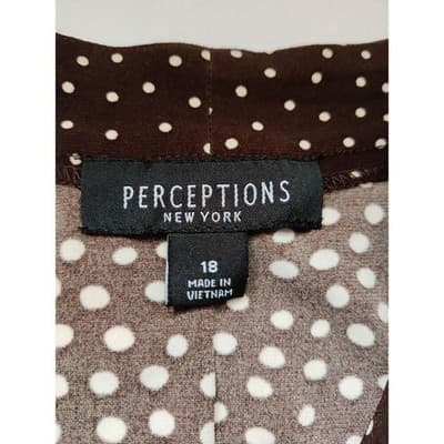 Perceptions New York Brown Ivory Polka Dot Sleeveless Shift Dress Size 18 NWT - Thumbnail 5
