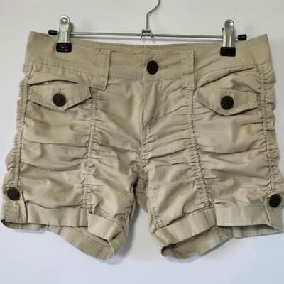 Women's Cargo Ruched Shorts Khaki Casual Summer Beach Outdoor Adventure - Image 1