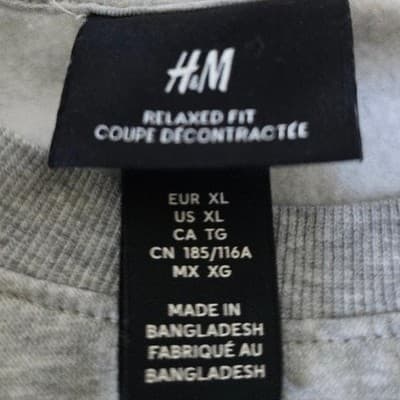 H&M Relaxed Fit Gray Sweatshirt Pullover Crewneck XL Men Women - Thumbnail 3