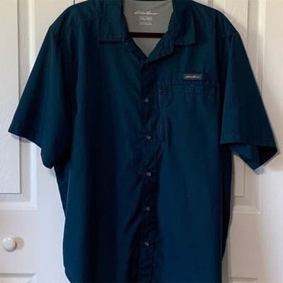 Eddie Bauer Men's 2XL Teal Vented Short Sleeve Button-Up Shirt - Image 1