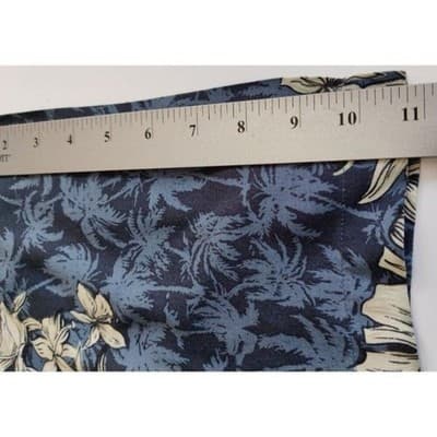 Pierre Cardin Hawaiian Shirt Tan & Blue Floral Sz Lg 100% Rayon - Thumbnail 7