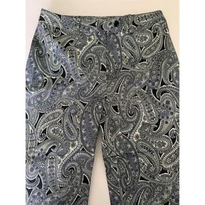 Spencer Jeremy Black Blue White Paisley Mid Rise Stretch Capri Pants Size 12 - Thumbnail 9