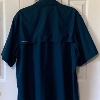 Eddie Bauer Men's 2XL Teal Vented Short Sleeve Button-Up Shirt - Thumbnail 2