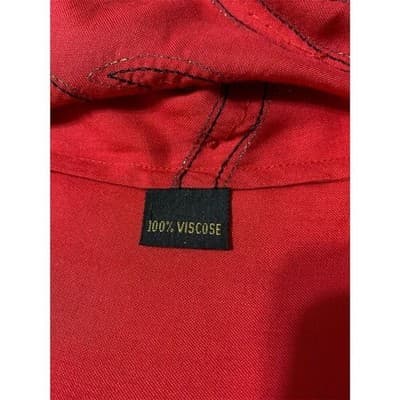 Vintage Setu Red Sequin Beaded V-Neck Blouse Top Women's M Long Sleeve - Thumbnail 3