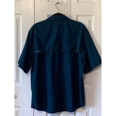 Eddie Bauer Men's 2XL Teal Vented Short Sleeve Button-Up Shirt - Thumbnail 12