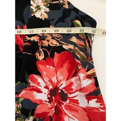 Susan Graver Liquid Knit Jumpsuit Black Floral 1X Maxi A374127 Multicolor - Thumbnail 6