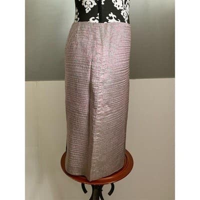 VTG. Dana Buchman Women's Metallic Pencil Skirt Size 4 Knee Length Formal - Thumbnail 3