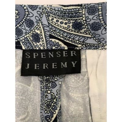 Spencer Jeremy Black Blue White Paisley Mid Rise Stretch Capri Pants Size 12 - Thumbnail 11