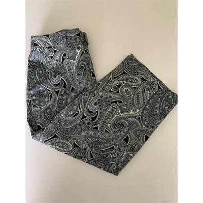 Spencer Jeremy Black Blue White Paisley Mid Rise Stretch Capri Pants Size 12 - Thumbnail 5