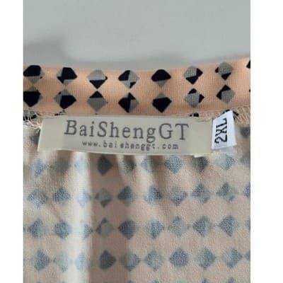 BaiShengGT Women's 2XL Long Sleeve V Neck Abstract Floral Print Tunic Top - Thumbnail 5