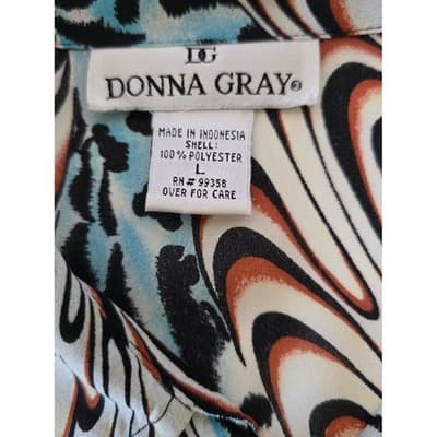 Donna Gray Women's Long Sleeve Button Up Blouse Top Multi Print Size L - Thumbnail 5