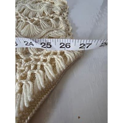 Tashon Cream Crochet Knit Fringe Top Boho Festival Beach Cover Up - Thumbnail 5