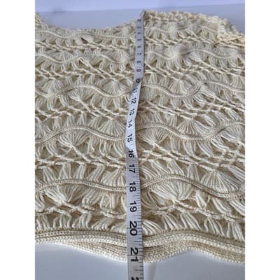 Tashon Cream Crochet Knit Fringe Top Boho Festival Beach Cover Up - Thumbnail 6