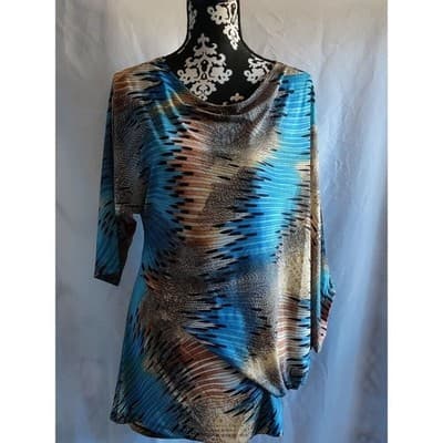 TOUCH EXPRESS Abstract Print Dolman Sleeve Cowl Neck Top Womens XL - Thumbnail 10
