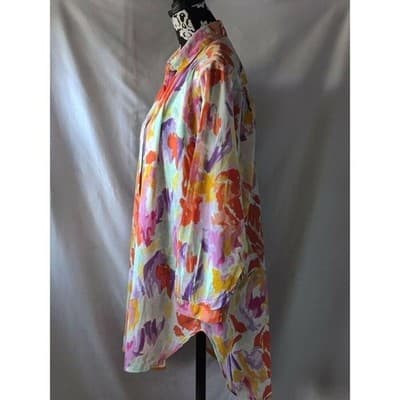 Summer Oasis Longline Long Sleeve Button Shirt Blouse Top Womens Size Medium - Thumbnail 4