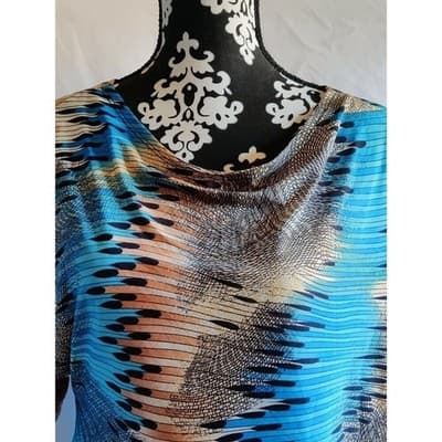 TOUCH EXPRESS Abstract Print Dolman Sleeve Cowl Neck Top Womens XL - Thumbnail 9