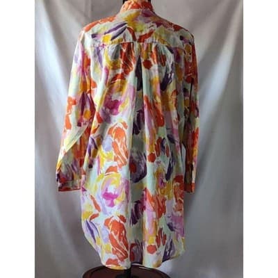 Summer Oasis Longline Long Sleeve Button Shirt Blouse Top Womens Size Medium - Thumbnail 3