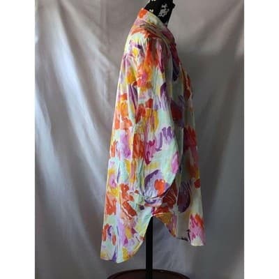 Summer Oasis Longline Long Sleeve Button Shirt Blouse Top Womens Size Medium - Thumbnail 2