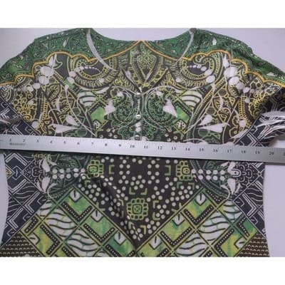 Style & Co Large Women's Multicolor 100% Polyester V-Neck 3/4 Sleeve Casual Top - Thumbnail 6