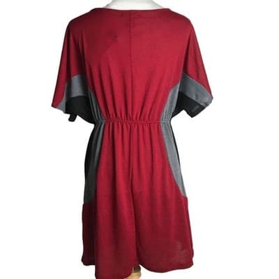 Womens Love Delirious Los Angeles Colorblock Red, Black And Gray Dress 1X - Thumbnail 8