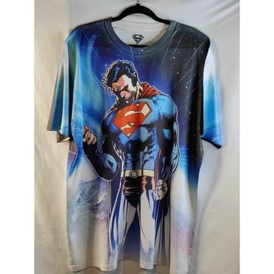 Superman All Over Print T Shirt 2XL DC Comics Graphic Tee - Image 1