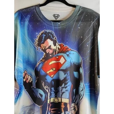 Superman All Over Print T Shirt 2XL DC Comics Graphic Tee - Thumbnail 2
