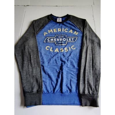 Chevrolet American Classic Official GM Long Sleeve T-Shirt Blue Gray Mens Size M - Image 1