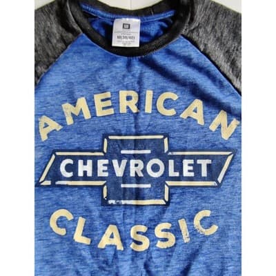 Chevrolet American Classic Official GM Long Sleeve T-Shirt Blue Gray Mens Size M - Thumbnail 3