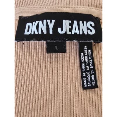 DKNY JEANS Women's Tie Dye Cropped Long Sleeve Top Peach White Size L - Thumbnail 3