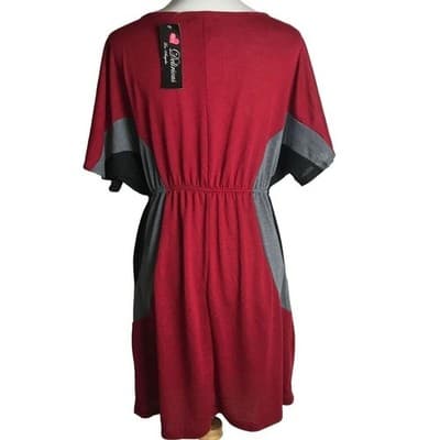 Womens Love Delirious Los Angeles Colorblock Red, Black And Gray Dress 1X - Thumbnail 2