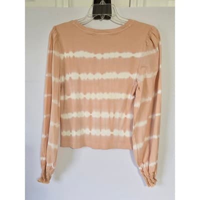 DKNY JEANS Women's Tie Dye Cropped Long Sleeve Top Peach White Size L - Thumbnail 11