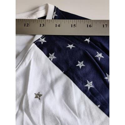 St John's Bay Womens V-Neck T-Shirt Short Sleeve Navy/White Start Print 2XL - Thumbnail 5