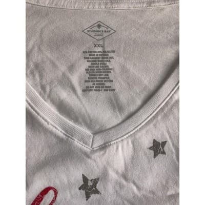 St John's Bay Womens V-Neck T-Shirt Short Sleeve Navy/White Start Print 2XL - Thumbnail 4