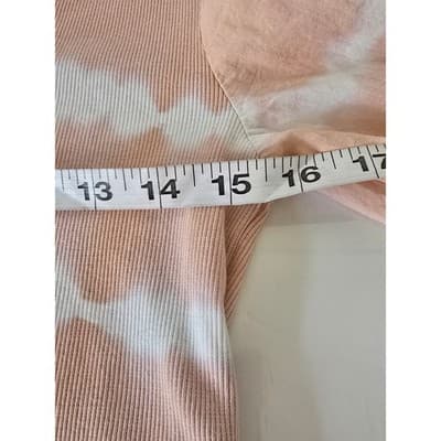DKNY JEANS Women's Tie Dye Cropped Long Sleeve Top Peach White Size L - Thumbnail 8