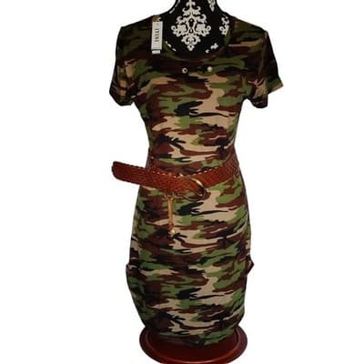 S/M Size Womens Summer Camouflage Printed Women Dress Sheath Fashion Dress - Thumbnail 5