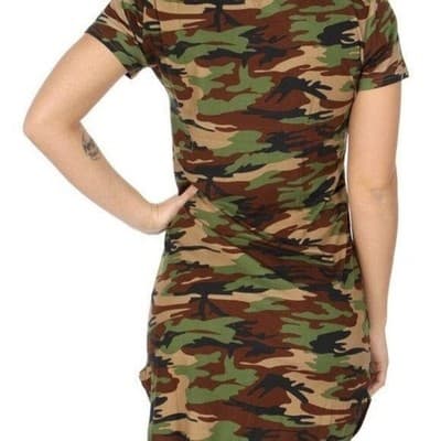 S/M Size Womens Summer Camouflage Printed Women Dress Sheath Fashion Dress - Thumbnail 3
