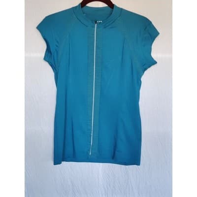 Title Nine Women's Full Zip Teal Cap Sleeve Top Size M - Thumbnail 3