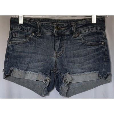 Celebrity Pink Juniors Jean Shorts 1 Blue Denim Cuff Cut-off - Image 1