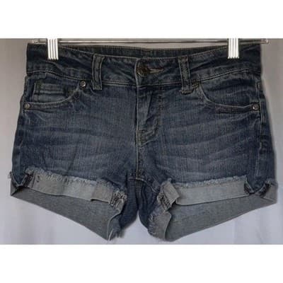 Celebrity Pink Juniors Jean Shorts 1 Blue Denim Cuff Cut-off - Thumbnail 5